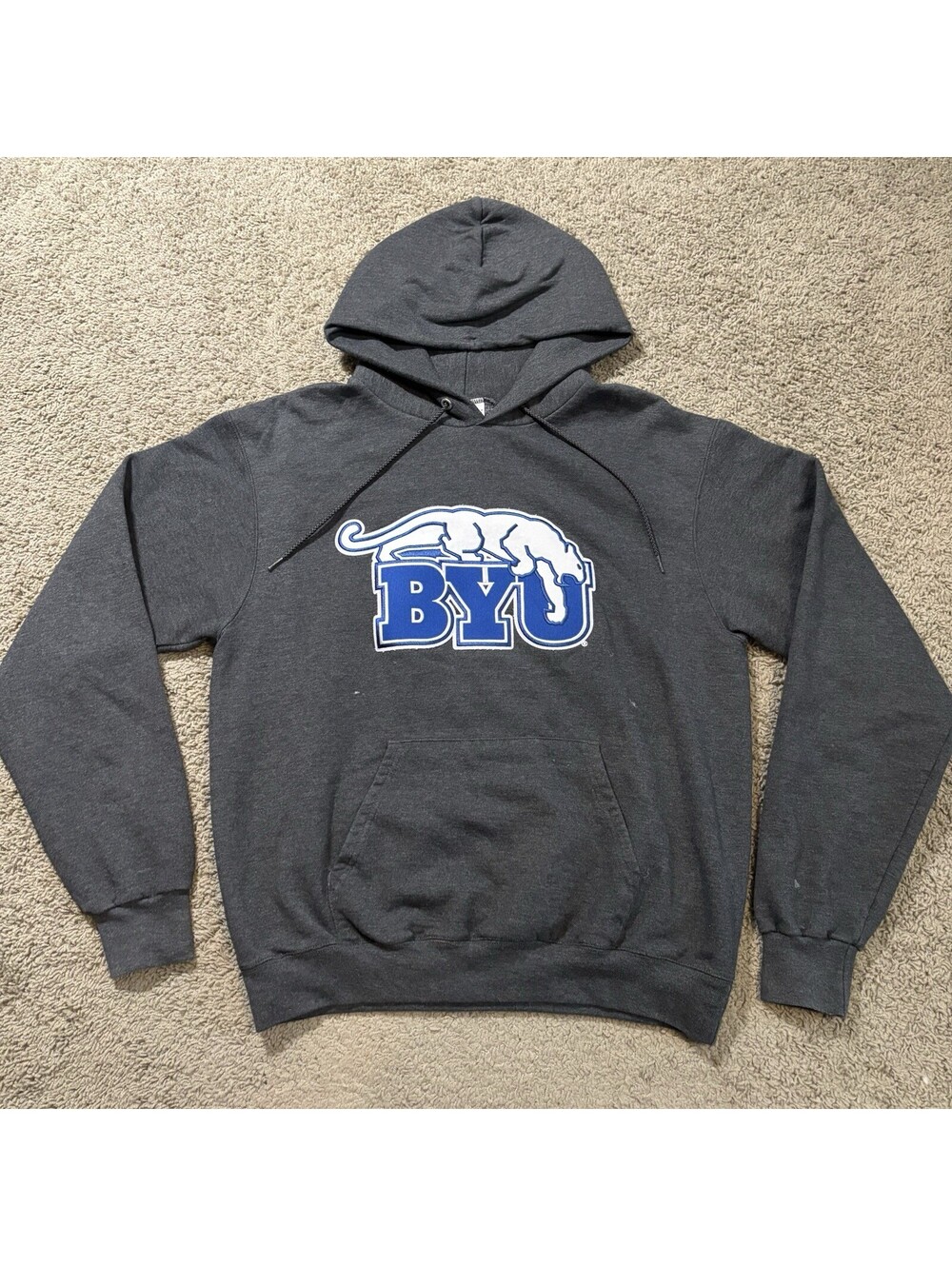 Vintage BYU Cougars Champion Athleticwear Hoodie Sweatshirt Grey Mens Medium